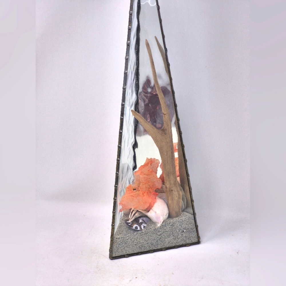 Large Stained Glass Mirrored Back Pyramid Sea Display
